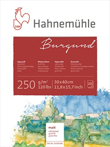 Hahnemühle Aquarellkarton Burgund, matt, 250 g/m², 30 x 40 cm, 20 Blatt - 1
