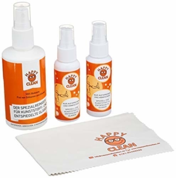 HAPPY CLEAN 1-Jahres Paket | Brillenreiniger | Spezialreiniger für Kunststoffgläser, entspiegelte Gläser und Oberflächen | Streifenfreie Sauberkeit | Silikon- und Alkoholfrei | 100 Prozent Biobasis - 3