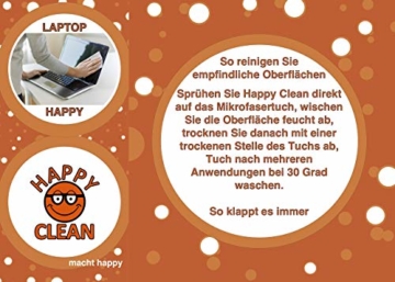 HAPPY CLEAN 1-Jahres Paket | Brillenreiniger | Spezialreiniger für Kunststoffgläser, entspiegelte Gläser und Oberflächen | Streifenfreie Sauberkeit | Silikon- und Alkoholfrei | 100 Prozent Biobasis - 6