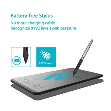 Huion H640P 8192 Drucksensitivität Grafiktablett mit batterielosem Stift und 6 anpassbaren Funktionstasten - 2