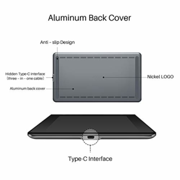 HUION Kamvas Pro 16 15,6-Zoll-IPS-Display Grafiktabletts mit voll laminiertem, blendfreiem Glasbildschirm, 6 anpassbaren Direktaufruftasten, 1 Touch-Leiste und batterielosem Stift - 2