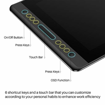 HUION Kamvas Pro 16 15,6-Zoll-IPS-Display Grafiktabletts mit voll laminiertem, blendfreiem Glasbildschirm, 6 anpassbaren Direktaufruftasten, 1 Touch-Leiste und batterielosem Stift - 5
