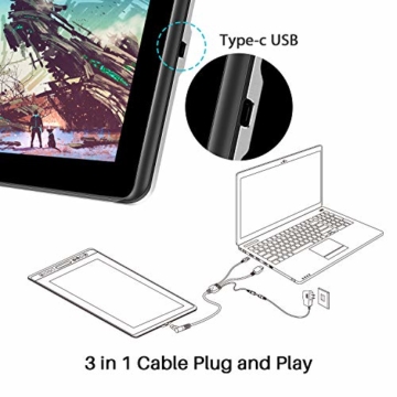 HUION Kamvas Pro 16 15,6-Zoll-IPS-Display Grafiktabletts mit voll laminiertem, blendfreiem Glasbildschirm, 6 anpassbaren Direktaufruftasten, 1 Touch-Leiste und batterielosem Stift - 9