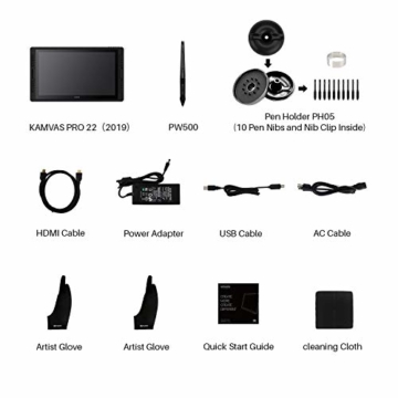 HUION Kamvas Pro 22(2019) 21.5-Zoll-Volllaminierter blendfreier Glas-Bildschirm Grafik-Display mit 20 Hotkeys und 2 Touch-Leisten und verstellbarem Ständer - 7