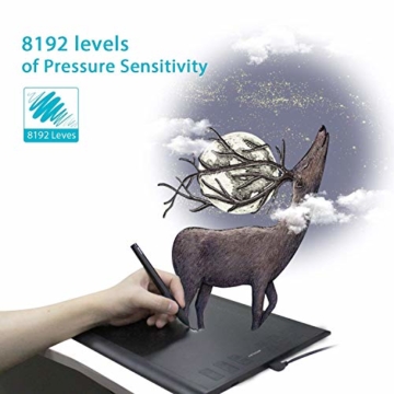 HUION New 1060 Plus Grafiktablett mit 8192 Stiftdruckempfindlichkeit 12 + 16 HotKeys Zeichentabletts für digitales Zeichnungsdesign Bildbearbeitung mit 1 Tragetasche und 1 Tabletthandschuh geliefert - 4