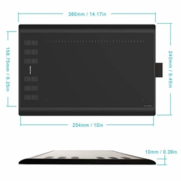 HUION New 1060 Plus Grafiktablett mit 8192 Stiftdruckempfindlichkeit 12 + 16 HotKeys Zeichentabletts für digitales Zeichnungsdesign Bildbearbeitung mit 1 Tragetasche und 1 Tabletthandschuh geliefert - 7