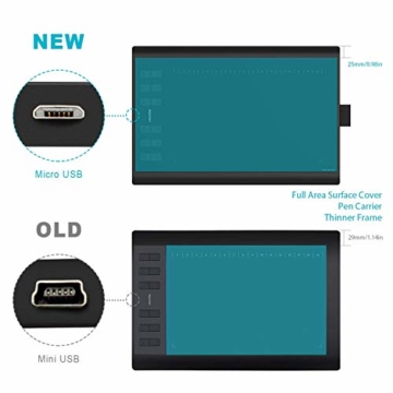 HUION New 1060 Plus Grafiktablett mit 8192 Stiftdruckempfindlichkeit 12 + 16 HotKeys Zeichentabletts für digitales Zeichnungsdesign Bildbearbeitung mit 1 Tragetasche und 1 Tabletthandschuh geliefert - 2