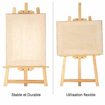 JUEYAN Staffelei Holz Atelierstaffelei Buchholz Standstaffelei Feldstaffelei Staffelei Verstellbar Holzstaffelei Stand 150 cm - 3
