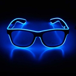 KingCorey Leuchten Sie EL Wire Neon Rave Brille Glow Flashing LED Sonnenbrille Kostüme für Party, EDM, Halloween (Blau) - 1