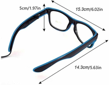 KingCorey Leuchten Sie EL Wire Neon Rave Brille Glow Flashing LED Sonnenbrille Kostüme für Party, EDM, Halloween (Blau) - 6