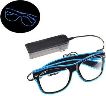 KingCorey Leuchten Sie EL Wire Neon Rave Brille Glow Flashing LED Sonnenbrille Kostüme für Party, EDM, Halloween (Blau) - 7