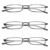 KOOSUFA Lesebrillen Herren Damen Tragbar Brillenhülle Metall Klassische Scharnier Schmal Leichte Stil Stärken lesebrille mit Etui Taschenclip Brillenetui (3 Stück Schwarz, 1.5) - 3