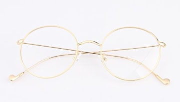 Lukis Brille Nerdbrille Retro Rund Unisex Metallgestell Brillenfassung Dekobrillen 140x50mm Gold - 3