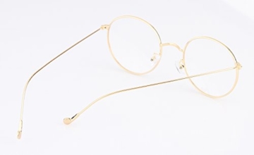 Lukis Brille Nerdbrille Retro Rund Unisex Metallgestell Brillenfassung Dekobrillen 140x50mm Gold - 4