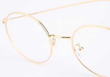 Lukis Brille Nerdbrille Retro Rund Unisex Metallgestell Brillenfassung Dekobrillen 140x50mm Gold - 5