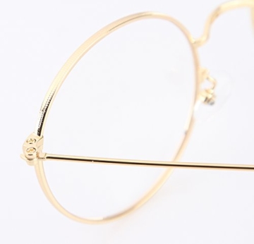 Lukis Brille Nerdbrille Retro Rund Unisex Metallgestell Brillenfassung Dekobrillen 140x50mm Gold - 6