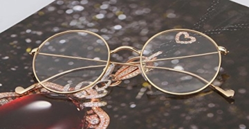 Lukis Brille Nerdbrille Retro Rund Unisex Metallgestell Brillenfassung Dekobrillen 140x50mm Gold - 7
