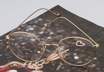 Lukis Brille Nerdbrille Retro Rund Unisex Metallgestell Brillenfassung Dekobrillen 140x50mm Gold - 8