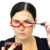 Make-Up Schminkbrille mit klappbaren Brillenglas, Modische Schminkhilfe mit GRATIS Brillenetui +3.5 Dioptrien (Rot) - 3