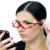 Make-Up Schminkbrille mit klappbaren Brillenglas, Modische Schminkhilfe mit GRATIS Brillenetui +3.5 Dioptrien (Rot) - 4