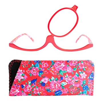 Make-Up Schminkbrille mit klappbaren Brillenglas, Modische Schminkhilfe mit GRATIS Brillenetui +3.5 Dioptrien (Rot) - 1