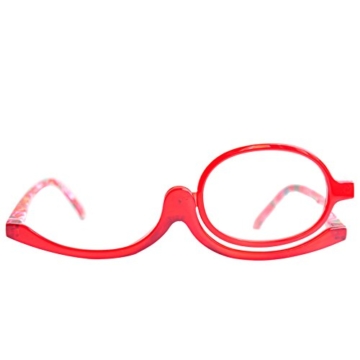 Make-Up Schminkbrille mit klappbaren Brillenglas, Modische Schminkhilfe mit GRATIS Brillenetui +3.5 Dioptrien (Rot) - 6