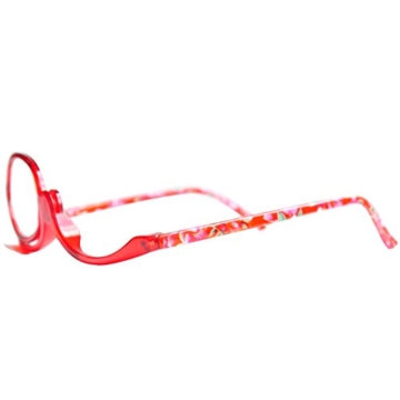Make-Up Schminkbrille mit klappbaren Brillenglas, Modische Schminkhilfe mit GRATIS Brillenetui +3.5 Dioptrien (Rot) - 7