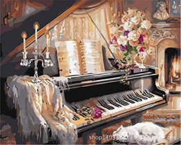 Malen nach Zahlen Kits DIY gemaelde von zahlen digital gemaelde Retro Klavier Muster rahmenlose leinwand wand dekor 40x50cm -