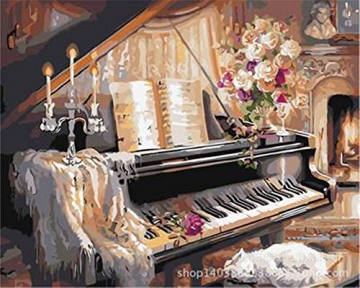 Malen nach Zahlen Kits DIY gemaelde von zahlen digital gemaelde Retro Klavier Muster rahmenlose leinwand wand dekor 40x50cm -