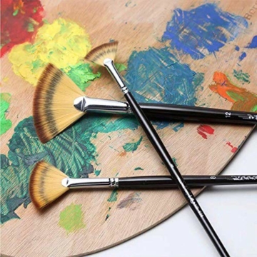 Malpinsel-Set aus goldenem Ahornholz, professioneller Malpinsel für Acryl, Aquarell, Ölmalerei, 6 x Fächeröl-Pinsel., Fan Brushes - 4