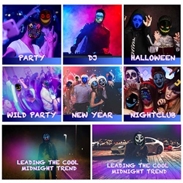 megoo Led Maske mit Bluetooth programmierbar,Karneval Maskerade Geburtstag kostüm Cosplay Party Halloween leuchten Erwachsenen Maske,coolste vollgesichtsmaske Maske im Jahr 2021(USB Aufladung) - 2