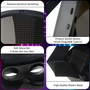 megoo Led Maske mit Bluetooth programmierbar,Karneval Maskerade Geburtstag kostüm Cosplay Party Halloween leuchten Erwachsenen Maske,coolste vollgesichtsmaske Maske im Jahr 2021(USB Aufladung) - 4