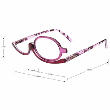 Milya Make-Up Schminkbrille Rotatable Flip Up Brille Drehbare Lesebrille Presbyopie Brille Sehhilfe Lesehilfe Lila Stärke +3,5 - 2