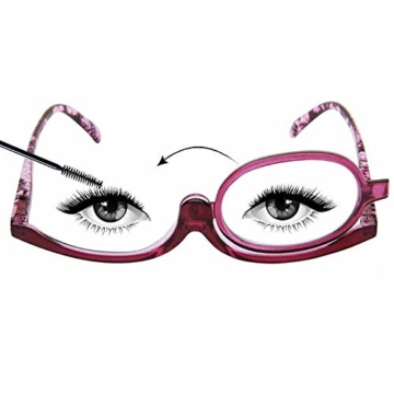 Milya Make-Up Schminkbrille Rotatable Flip Up Brille Drehbare Lesebrille Presbyopie Brille Sehhilfe Lesehilfe Lila Stärke +3,5 - 5