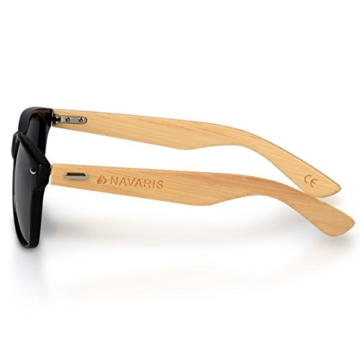 Navaris Wayfarer Sonnenbrille UV400 - Damen Herren Holz - Brille mit Bambus Bügeln - Holzbrille mit Etui - unterschiedliche Farben - 2