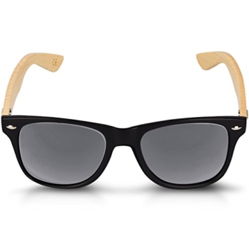 Navaris Wayfarer Sonnenbrille UV400 - Damen Herren Holz - Brille mit Bambus Bügeln - Holzbrille mit Etui - unterschiedliche Farben - 7