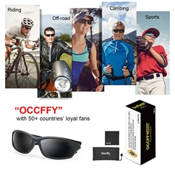 Occffy Polarisierte Sportbrille Sonnenbrille Fahrradbrille mit UV400 Schutz für Herren Autofahren Laufen Radfahren Angeln Golf TR90 (599 Schwarze Matte Rahmen mit Schwarze Linse) - 7