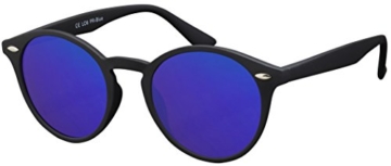 Original La Optica Verspiegelte UV400 Runde Unisex Retro Sonnenbrille - Farben, Einzel-/Doppelpacks (Einzelpack Rubber Schwarz (POLARISIERTE Gläser: Blau verspiegelt)) - 1