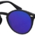 Original La Optica Verspiegelte UV400 Runde Unisex Retro Sonnenbrille - Farben, Einzel-/Doppelpacks (Einzelpack Rubber Schwarz (POLARISIERTE Gläser: Blau verspiegelt)) - 1