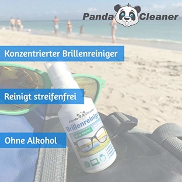 PANDACLEANER Brillenreiniger | Handliche 50ml Pumpflasche + 250ml Nachfüllflasche | ohne Alkohol | Streifenfreie Reinigung und Anti-Beschlag-Formel | Für Brillen, Displays, Monitore, Visiere uvm. - 2