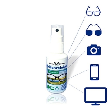 PANDACLEANER Brillenreiniger | Handliche 50ml Pumpflasche + 250ml Nachfüllflasche | ohne Alkohol | Streifenfreie Reinigung und Anti-Beschlag-Formel | Für Brillen, Displays, Monitore, Visiere uvm. - 4