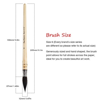 Paul Rubens Professional Aquarell Pinsel, Größe 6 Wash/Mop Runde Eichhörnchen Haar Pinsel für Kunst Malerei - 3