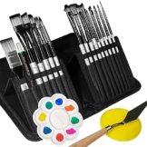 Pinselset 20 Stück, Pinsel Set Acrylfarben für Aquarellmalerei Ölmalerei mit Mischpalette,Tragetasche, Spachtel und Schwämmen Premium Nylon Pinsel für Anfänger, Kinder und Gemälde Liebhaber - 1