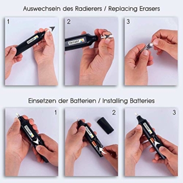 PREMIUM Elektrischer Radiergummi | Elektro-Radierer und 40 Ersatzgummis Gratis Säuberungspinsel | Batterie Radierer von Tritart - 2
