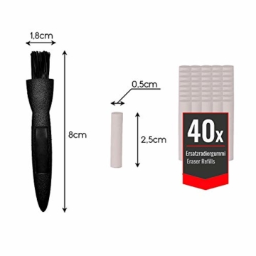 PREMIUM Elektrischer Radiergummi | Elektro-Radierer und 40 Ersatzgummis Gratis Säuberungspinsel | Batterie Radierer von Tritart - 5