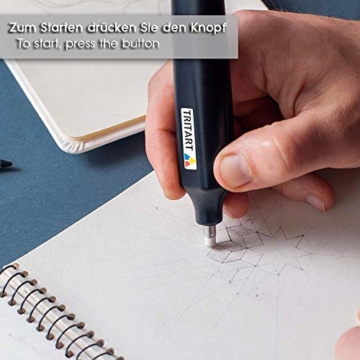 PREMIUM Elektrischer Radiergummi | Elektro-Radierer und 40 Ersatzgummis Gratis Säuberungspinsel | Batterie Radierer von Tritart - 6