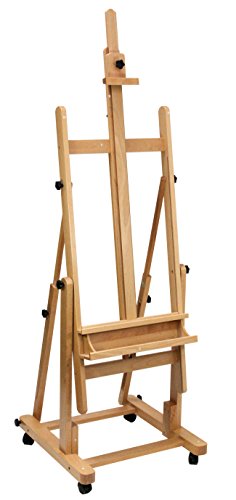 Profi-Staffelei Modell 120 aus massiver Buche FSC®, senkrecht und waagerecht malen, feststellbare Rollen, für Keilrahmen bis 210 cm - 2