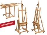 Profi-Staffelei Modell 120 aus massiver Buche FSC®, senkrecht und waagerecht malen, feststellbare Rollen, für Keilrahmen bis 210 cm - 1
