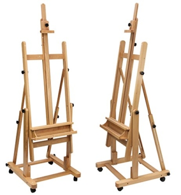 Profi-Staffelei Modell 120 aus massiver Buche FSC®, senkrecht und waagerecht malen, feststellbare Rollen, für Keilrahmen bis 210 cm - 8