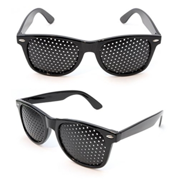 Raster-Brille/Loch-Brille für Augen-Training und Entspannung im 2er Set, Gitter-Brille mit faltbaren Bügeln, Form B - 1